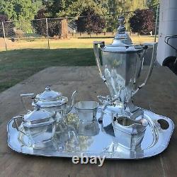 Ancestral Rogers Bros Silver Plated Serving Set Coffee Tea Teapot Dispenser 1847