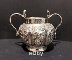 Anglo Indian Solid Silver Tea Set. Lucknow, 1880s. 624 Grams