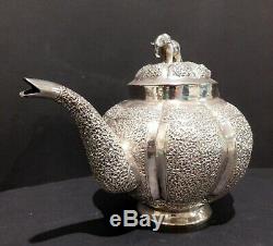 Anglo Indian Solid Silver Tea Set. Lucknow, 1880s. 624 Grams