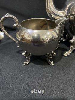 AntiqueEnglish Silver Plate Teapot Creamer Sugar Bowl 3 Piece Tea Set