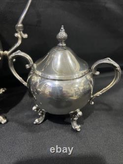 AntiqueEnglish Silver Plate Teapot Creamer Sugar Bowl 3 Piece Tea Set