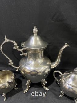 AntiqueEnglish Silver Plate Teapot Creamer Sugar Bowl 3 Piece Tea Set