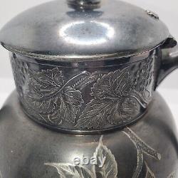 Antique 1800-1849 Pairpoint Mfg. Co. Quadruple Silver Plate Floral Tea Pot Dents