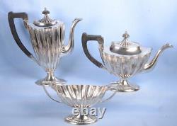 Antique 1850's E. G. WEBSTER Silver Plate 3PC COFFEE10H &TEA POT Open Sugar