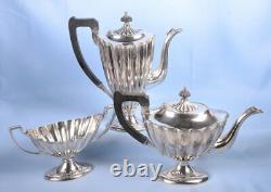 Antique 1850's E. G. WEBSTER Silver Plate 3PC COFFEE10H &TEA POT Open Sugar