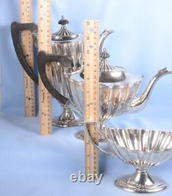 Antique 1850's E. G. WEBSTER Silver Plate 3PC COFFEE10H &TEA POT Open Sugar