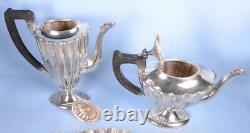 Antique 1850's E. G. WEBSTER Silver Plate 3PC COFFEE10H &TEA POT Open Sugar