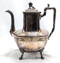 Antique 1869 Reed & Barton 4 pc Silver Plate Coffee & Tea Set #2405 Art Deco