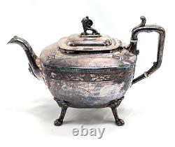 Antique 1869 Reed & Barton 4 pc Silver Plate Coffee & Tea Set #2405 Art Deco