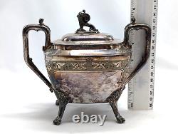 Antique 1869 Reed & Barton 4 pc Silver Plate Coffee & Tea Set #2405 Art Deco