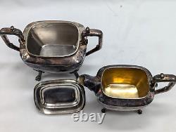 Antique 1869 Reed & Barton 4 pc Silver Plate Coffee & Tea Set #2405 Art Deco