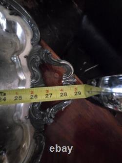 Antique 1881 F. B. ROGERS Silver Pl. Tea & Coffee Set Tray Lady Margaret 6p