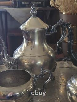 Antique 1881 F. B. ROGERS Silver Pl. Tea & Coffee Set Tray Lady Margaret 6p