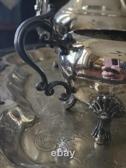 Antique 1881 F. B. ROGERS Silver Pl. Tea & Coffee Set Tray Lady Margaret 6p