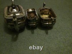 Antique 1920's Daniel & Arter Silver Plate 3 Piece Tea Pot Set. Made Birmingham