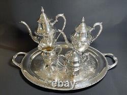 Antique 1930s Castleton Int. Silver Co Sterling Silver Plated Coffee/Tea Set