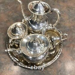 Antique 1954 Georgian Gadroon Community 5pc Silver plate Tea-set