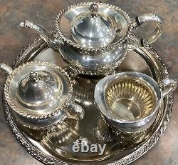 Antique 1954 Georgian Gadroon Community 5pc Silver plate Tea-set