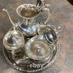 Antique 1954 Georgian Gadroon Community 5pc Silver plate Tea-set