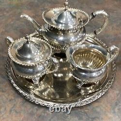 Antique 1954 Georgian Gadroon Community 5pc Silver plate Tea-set