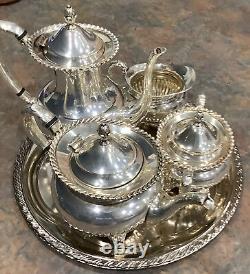 Antique 1954 Georgian Gadroon Community 5pc Silver plate Tea-set