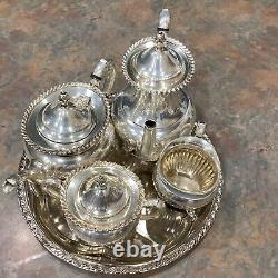 Antique 1954 Georgian Gadroon Community 5pc Silver plate Tea-set