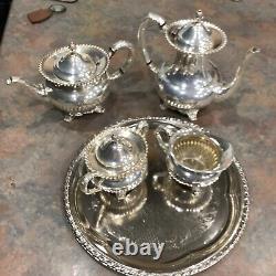 Antique 1954 Georgian Gadroon Community 5pc Silver plate Tea-set