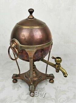 Antique 19th C English Tinned Copper Samovar Hot Water Tea Urn Regency 1810