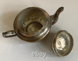 Antique 19th C. PERSIAN Miniature SAMOVAR Silver Plate TRAY TEA POT BOWL Ornate