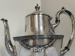 Antique 19th Century 1888 Queen City Silver Co. Silver Plated Tea/ Coffee Set-3