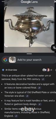 Antique 19th Century Regency Samovar, Old Sheffield Plate Tea Urn -Missing base