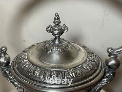 Antique 19th century silverplate WMF ornate victorian tea kettle pot with burner