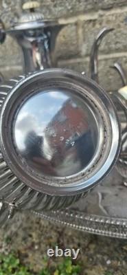 Antique 19thc Silver Plated Tea Service By James Deakin With Gallery Tray