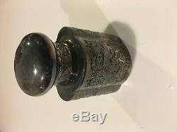 Antique 4.75 Barbour Silver Co Tea Caddy Container Embossed Repousse Jar with Lid
