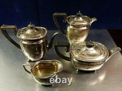 Antique 4 Piece Elkington 38002 Cardinal Plate Silver Soldered Tea & Coffee Set