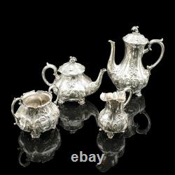 Antique 4 Piece Tea Service, English, Silver Plate, Coffee Pot, Edwardian, 1910