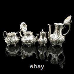 Antique 4 Piece Tea Service, English, Silver Plate, Coffee Pot, Edwardian, 1910