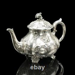Antique 4 Piece Tea Service, English, Silver Plate, Coffee Pot, Edwardian, 1910