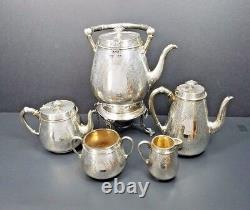 Antique 5 Pc Creswick Sheffield Silver Plate Coffee Tea Set England Victorian