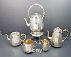 Antique 5 Pc Creswick Sheffield Silver Plate Coffee Tea Set England Victorian