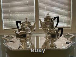 Antique 5-Piece Silverplate Tea Set with Tray by Christofle France