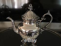 Antique 5 Pieces Silver Plate On Copper Tea Or Coffee Set