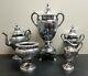 Antique 5pc B & Co Floral Chased Silverplate Coffee Tea Set With Samovar No Mono