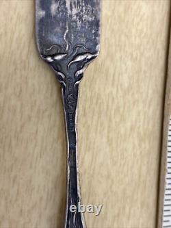 Antique 6 Pc. Repousse Tea Set Homan Silverplate With STERLING KNIFE WOOD HANDLE