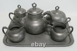 Antique 6 Piece Quadruple Plate No. 2014 Tea/Coffee Set Homan Silverplate Co