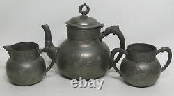 Antique 6 Piece Quadruple Plate No. 2014 Tea/Coffee Set Homan Silverplate Co