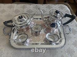 Antique 6pc Cheltenham England Silver Plate Tea Set with Tray