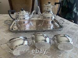 Antique 6pc Cheltenham England Silver Plate Tea Set with Tray