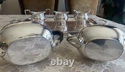 Antique 6pc Cheltenham England Silver Plate Tea Set with Tray