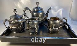 Antique Acme Silver Plate Co. Boston Quadruple Plate Formal Tea Service Set
